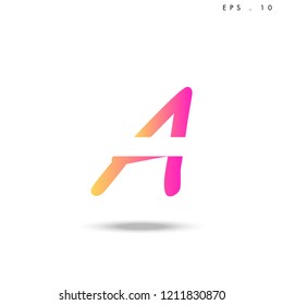Creative unique elegant geometric, minimal fashion brand , pink gradient  color, A  initial based letter icon logo.