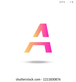 Creative unique elegant geometric, minimal fashion brand , pink gradient  color, A  initial based letter icon logo.