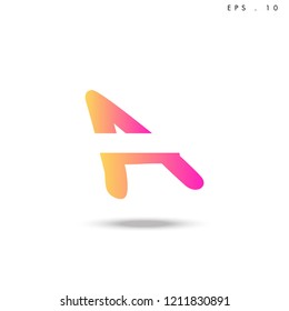 Creative unique elegant geometric, minimal fashion brand , pink gradient  color, A  initial based letter icon logo.