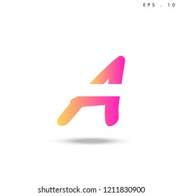 Creative unique elegant geometric, minimal fashion brand , pink gradient  color, A  initial based letter icon logo.