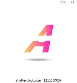 Creative unique elegant geometric, minimal fashion brand , pink gradient  color, A  initial based letter icon logo.