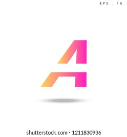 Creative unique elegant geometric, minimal fashion brand , pink gradient  color, A  initial based letter icon logo.