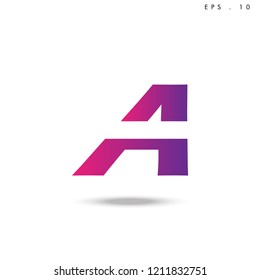 Creative unique elegant geometric, minimal fashion brand ,gradient  color, A  initial based letter icon logo.