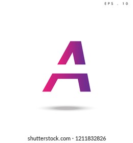 Creative unique elegant geometric, minimal fashion brand ,gradient  color, A  initial based letter icon logo.