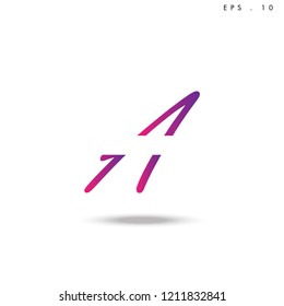 Creative unique elegant geometric, minimal fashion brand ,gradient  color, A  initial based letter icon logo.