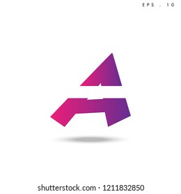 Creative unique elegant geometric, minimal fashion brand ,gradient  color, A  initial based letter icon logo.