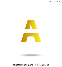 Creative unique elegant geometric, minimal fashion brand ,gold gradient  color, A  initial based letter icon logo.