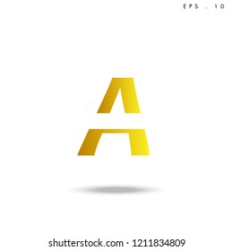 Creative unique elegant geometric, minimal fashion brand ,gold gradient  color, A  initial based letter icon logo.