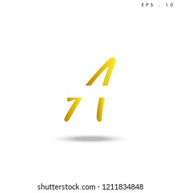Creative unique elegant geometric, minimal fashion brand ,gold gradient  color, A  initial based letter icon logo.