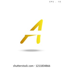 Creative unique elegant geometric, minimal fashion brand ,gold gradient  color, A  initial based letter icon logo.