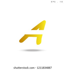 Creative unique elegant geometric, minimal fashion brand ,gold gradient  color, A  initial based letter icon logo.