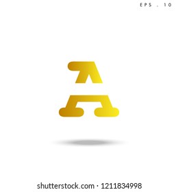 Creative unique elegant geometric, minimal fashion brand ,gold gradient  color, A  initial based letter icon logo.