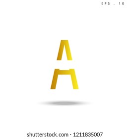Creative unique elegant geometric, minimal fashion brand ,gold gradient  color, A  initial based letter icon logo.