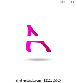 Creative unique elegant geometric, minimal fashion brand , pink gradient  color, A  initial based letter icon logo.