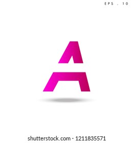 Creative unique elegant geometric, minimal fashion brand , pink gradient  color, A  initial based letter icon logo.