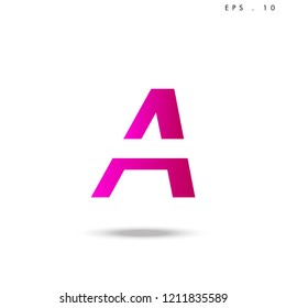 Creative unique elegant geometric, minimal fashion brand , pink gradient  color, A  initial based letter icon logo.