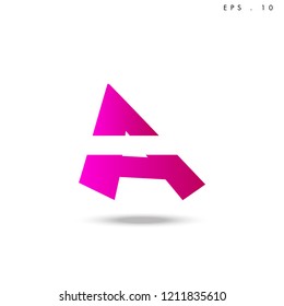 Creative unique elegant geometric, minimal fashion brand , pink gradient  color, A  initial based letter icon logo.