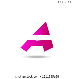 Creative unique elegant geometric, minimal fashion brand , pink gradient  color, A  initial based letter icon logo.
