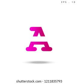 Creative unique elegant geometric, minimal fashion brand , pink gradient  color, A  initial based letter icon logo.