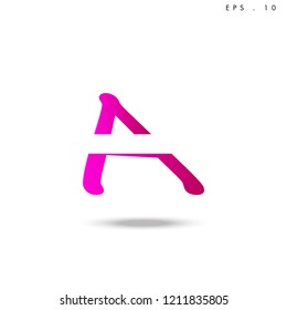 Creative unique elegant geometric, minimal fashion brand , pink gradient  color, A  initial based letter icon logo.