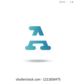 Creative unique elegant geometric, minimal fashion brand ,gradient  color, A  initial based letter icon logo.