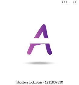 Creative unique elegant geometric, minimal fashion brand ,purple gradient  color, A  initial based letter icon logo.