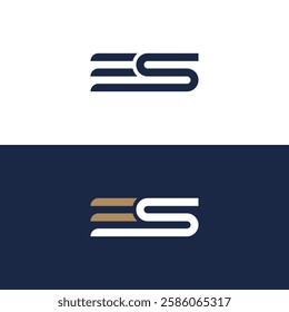 Creative unique elegant geometric minimal fashion brand different color ES SE E S initial based letter icon logo Design Symbols, Icon Vector Illustration
