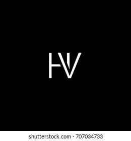 Creative unique elegant geometric minimal fashion brand black and white color HV VH H V initial based letter icon logo.