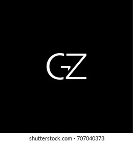 Creative unique elegant geometric minimal fashion brand black and white color GZ ZG G Z initial based letter icon logo.