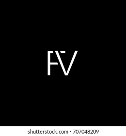 Creative unique elegant geometric minimal fashion brand black and white color FV VF F V initial based letter icon logo.