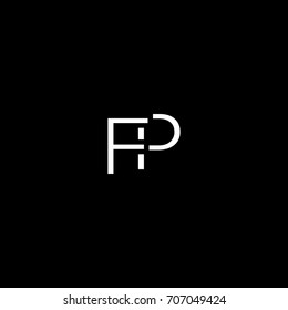 Creative unique elegant geometric minimal fashion brand black and white color FP PF F P initial based letter icon logo.