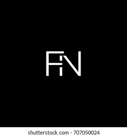 Creative unique elegant geometric minimal fashion brand black and white color FN NF F N initial based letter icon logo.