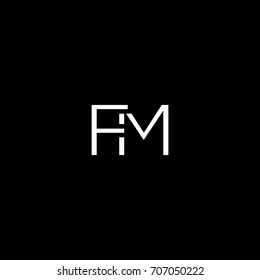 Creative unique elegant geometric minimal fashion brand black and white color FM MF F M initial based letter icon logo.
