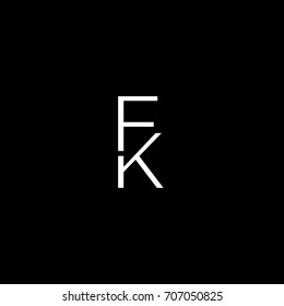 Creative unique elegant geometric minimal fashion brand black and white color FK KF F K initial based letter icon logo.