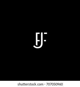 Creative unique elegant geometric minimal fashion brand black and white color FJ JF F J initial based letter icon logo.