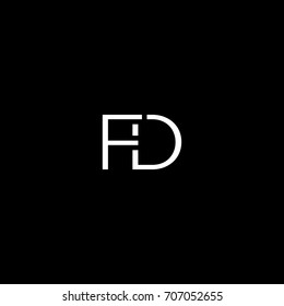 Creative unique elegant geometric minimal fashion brand black and white color FD DF F D initial based letter icon logo.