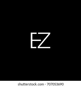 Creative unique elegant geometric minimal fashion brand black and white color EZ  ZE E Z initial based letter icon logo.