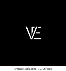 Creative unique elegant geometric minimal fashion brand black and white color VE EV V E initial based letter icon logo.