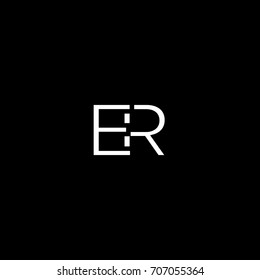 Creative unique elegant geometric minimal fashion brand black and white color ER RE E R initial based letter icon logo.