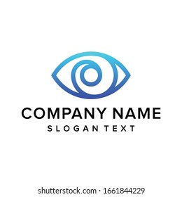 Creative unique eye line art style logo design vector