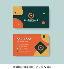 Creative and unique horizontal business card template design in a flat vector illustration.