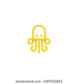 Creative and unique jellyfish with line art style have variant color
