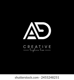 Creative Unique Letter AD DA Initial Based Stylish Line Logo Design Vector Template.