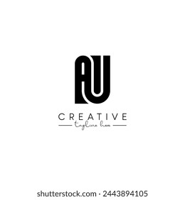 Carta única creativa AU UA inicial basado en el diseño elegante del logotipo artístico.