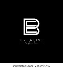 Letra única creativa BE EB Vector de diseño de logotipo de línea de base inicial con estilo.