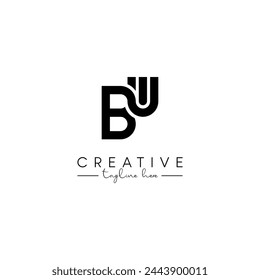 Creative unique letter BU UB initial based stylish artistic logo design