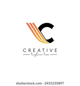 Creative Unique Letter C Swoosh Logo Design, Initial Vector Symbol.