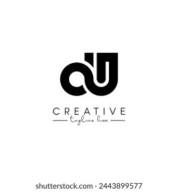 Creative unique letter DU UD initial based stylish artistic logo design.