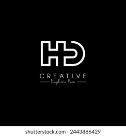 Creative unique letter HD DH initial based stylish business logo design.