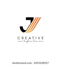 Creative Unikate Letter J Swoosh Logo Design, Initial Vektorgrafik Symbol.